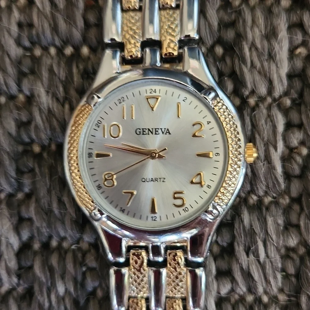 Geneva gold and‎ silver toned watch